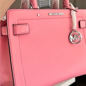 Michael Kors Pink Satchel with Logo Charm